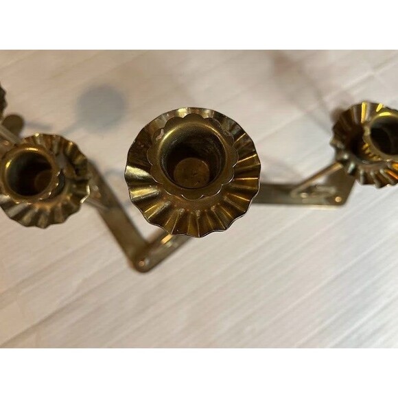 Vintage Brass Movable 5 Varying Heights Flutted Candleholders Candlelabra - Picture 5 of 5